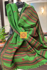 Moss Green Handwoven Bhujodi Woolen Shawl