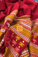 Red Handwoven Bhujodi Woolen Shawl