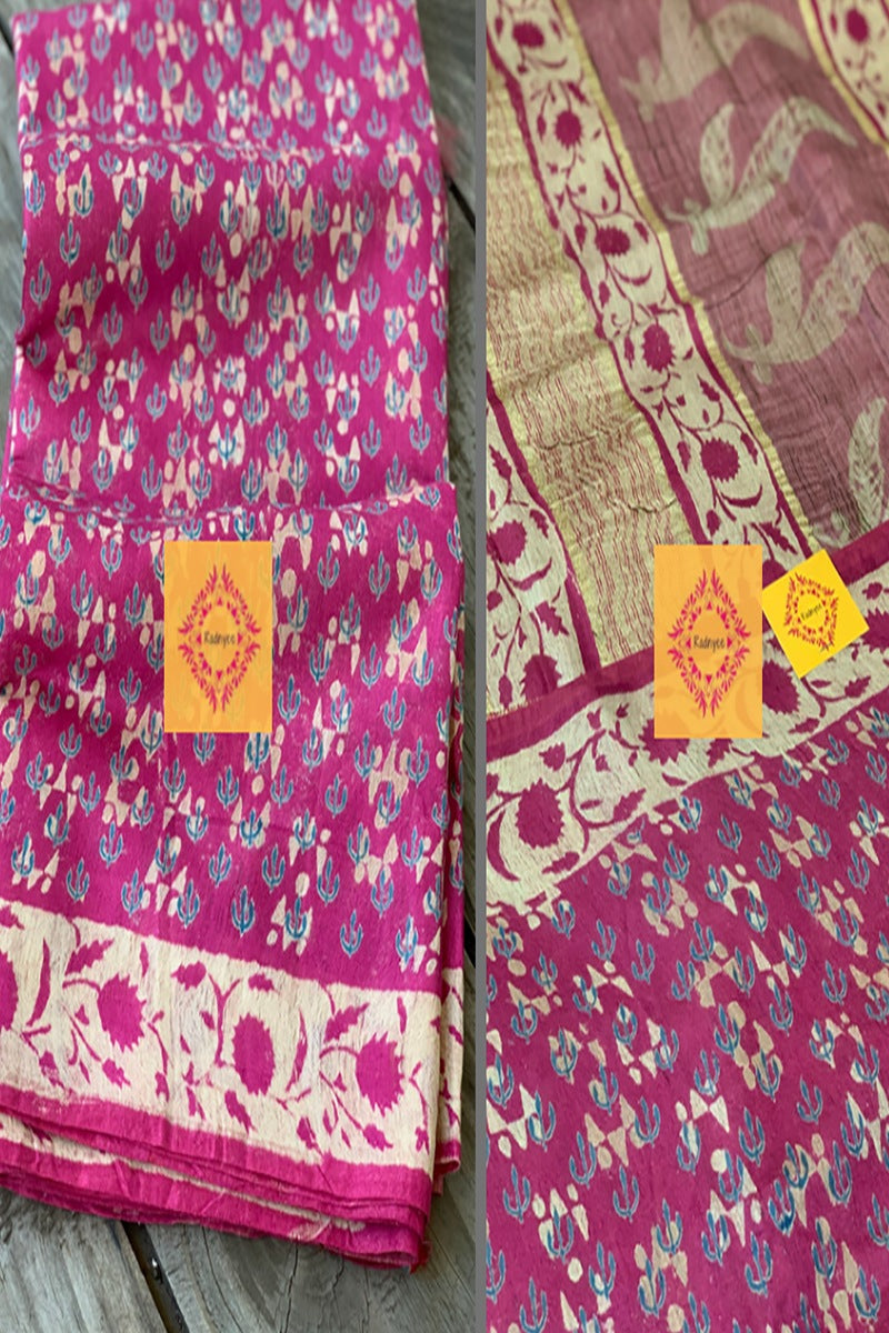 Chanderi Cotton Silk Handblock