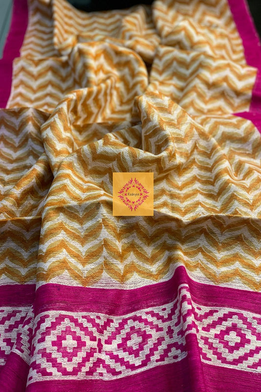 Dupattas Stoles Tussar Ghicha Handblock Printed