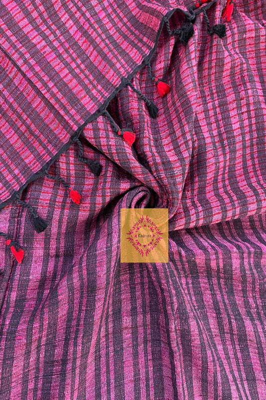 Pink Purple Handwoven Ketia Tussar Silk Ghicha