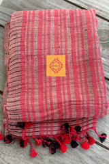 Red Handwoven Ketia Tussar Silk Ghicha