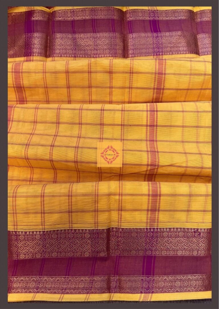 Yellow Checkered Kanchi Cotton