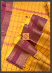 Yellow Checkered Kanchi Cotton