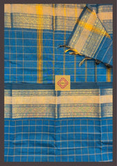 German Blue Checkered Kanchi Cotton