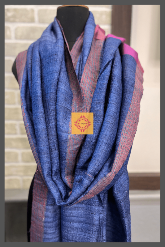 Purple Pure Raw Silk Handwoven Dupatta