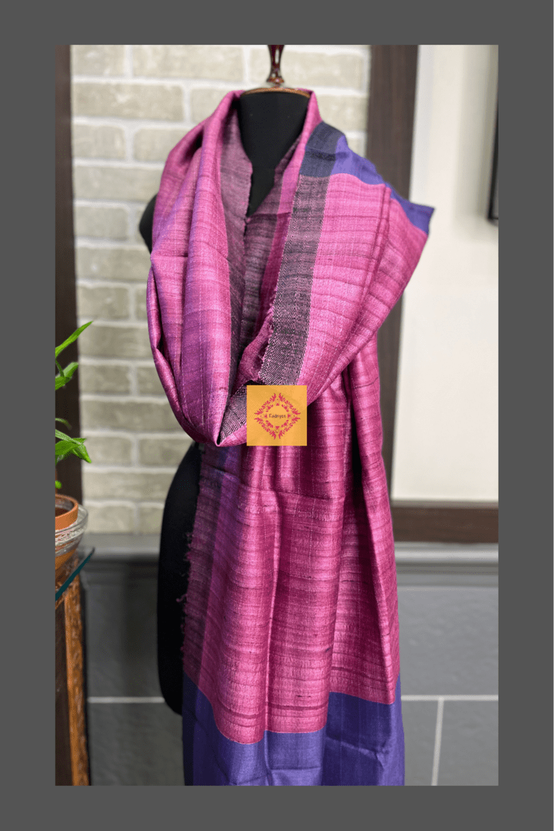 Pink Ghicha Striped Raw Silk Dupatta