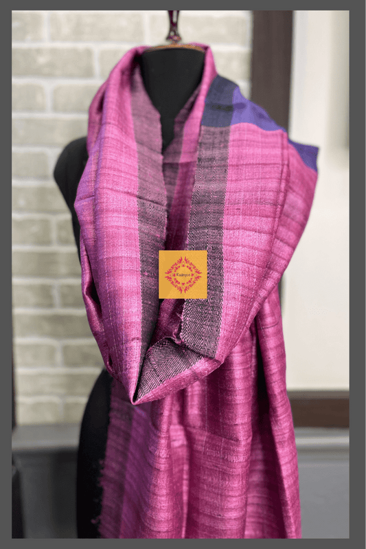 Pink Ghicha Striped Raw Silk Dupatta