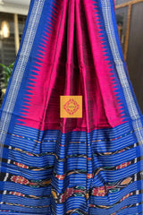 Magenta Raw Silk with Deep Blue Vidarbh Border