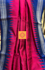 Magenta Raw Silk with Deep Blue Vidarbh Border