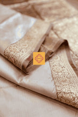 A Pearl Beige Pure Silk Handwoven Valkalam Saree