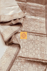 A Pearl Beige Pure Silk Handwoven Valkalam Saree